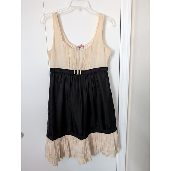 ANTHROPOLOGIE YOANA BARASCHI Theatre Royal Dress Silk Black & Cream Size 4 - Picture 1 of 7